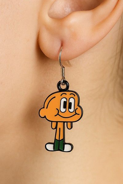 Fildişi Aksesuar Gumball Darwin Shaped Enamel Women's Earrings Double Pieces Handmade Earrings