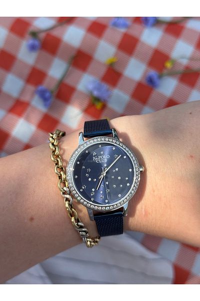 JG. Polo Club Jg.Polo Club Dark Blue Special Series Stone Steel Mesh Cord Watches Do Not Change Color Women's Watch
