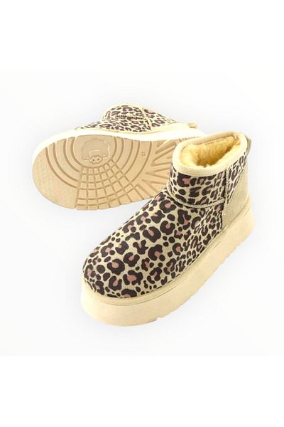 Aldina Nucci Cizme de damă din Lână cu talpă groasă Leopard # 1039