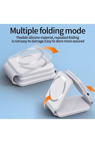 Juls Incarcator Wireless 3 in 1, Iphone Apple Watch Airpods Samsung, 30 W, Fast Charging, Magnetic, Alb