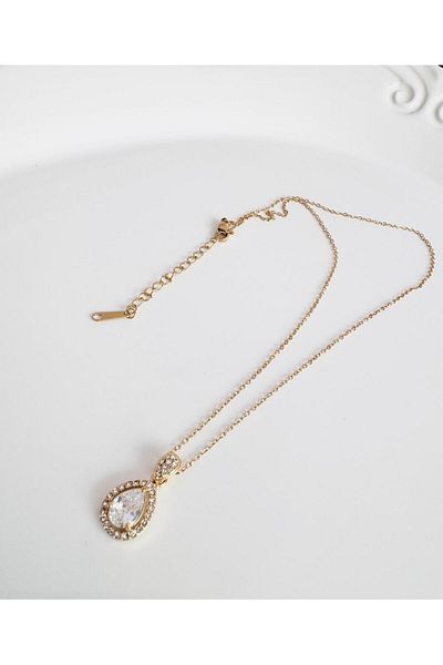 DEVİ fashion Steel Drop Pendant Necklace 40 cm
