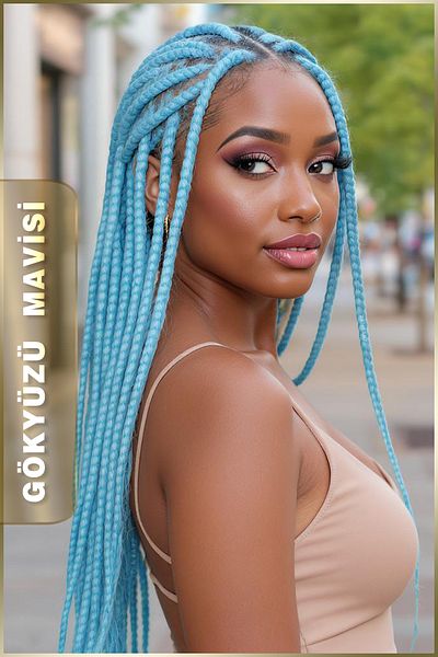 TAM TARZ Fiber Synthetic Hair for African Braid Rasta and Box Braid - Sky Blue