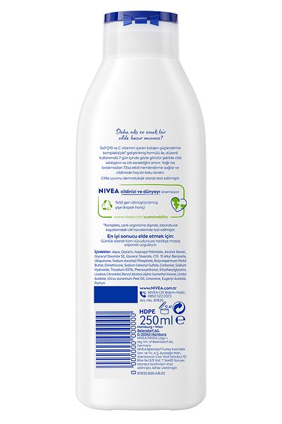NIVEA Q10 Firming Body Lotion 250ml, Vitamin C, Collagen 7 Days Firming, Moisturizing, Normal Skin