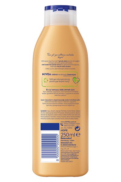 NIVEA Q10 Firming and Bronzing Body Lotion 250ml, Moisturizing, Gradual Tan, Supple Skin