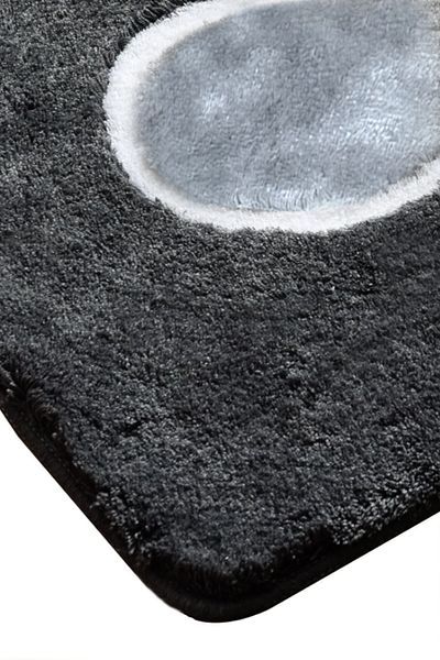 Chilai Home Flower Grey Σετ 3 τεμαχίων - Πατάκι τουαλέτας και μπάνιου, ακρυλικό χαλί