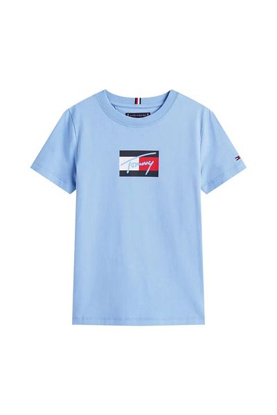 Tommy Hilfiger Tričko Tommy Script s potiskem vlajky, velikost L