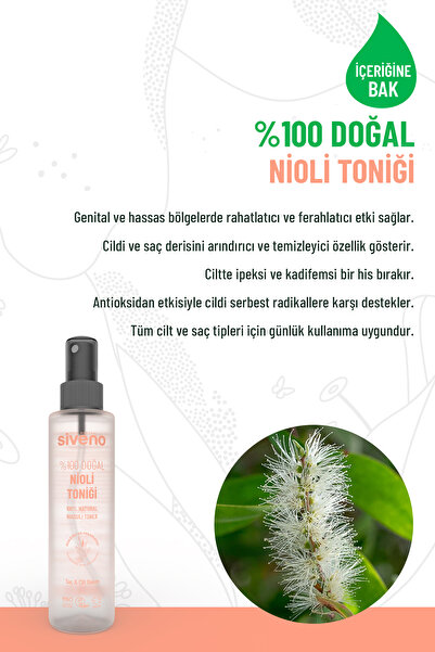 Siveno %100 Doğal Nioli Suyu Kötü Koku Önleyici Arındırıcı Ferahlatıcı Hassas Bölge Toniği 150 ml