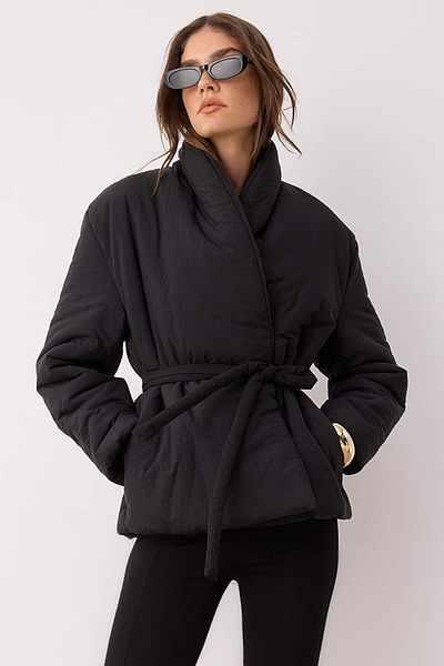Trendyol Collection Black Regular Fit Inflatable Coat with Lacing Detail Twoaw26Mo00112