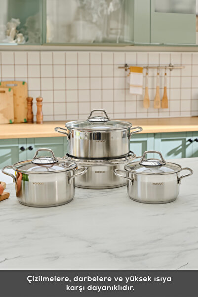 Karaca Belen İndüksiyon Tabanlı 8 Parça Çelik Tencere Seti