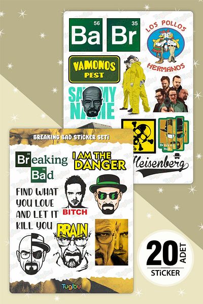 TUGİBU مجموعة ملصقات Breaking Bad، مجموعة ملصقات Walter White، 20 قطعة من ملصقات Breaking Bad