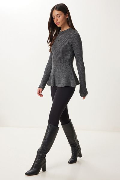 Happiness İstanbul Women's Anthracite Flounced Knitwear Sweater Yy00256