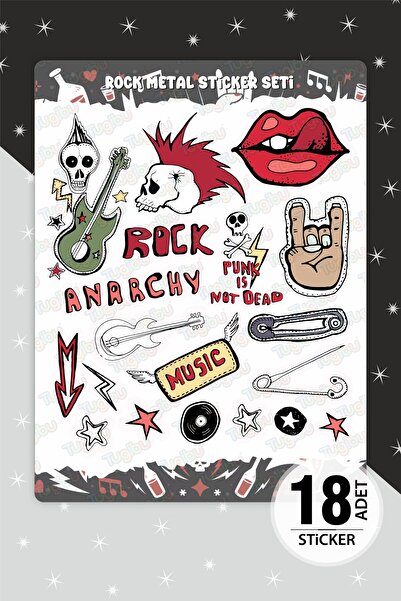 TUGİBU مجموعة ملصقات روك ميتال، مجموعة ملصقات ذات طابع موسيقي، 18 قطعة من ملص...