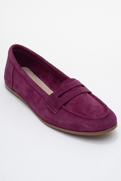 LuviShoes F02 Purple Suede Genuine Leather Women's Loafer Shoes