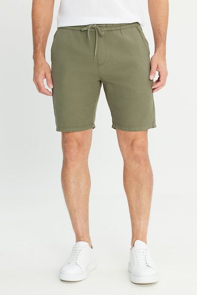AC&Co / Altınyıldız Classics Ανδρικό σορτς χακί 100% βαμβακερό Comfort Fit Tie Waist Flared Side Pocket σορτς