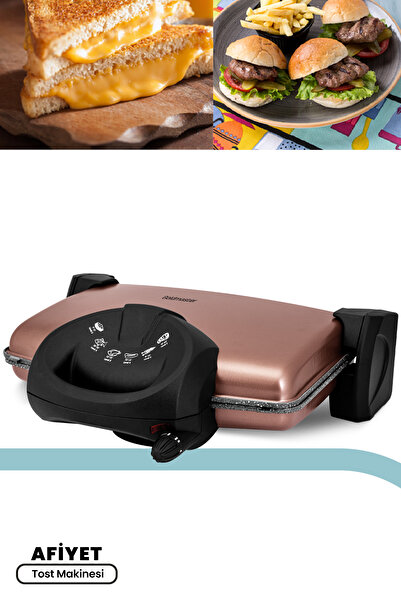 GOLDMASTER Afiyet Granit Çıkarılabilir Plakalı 5 Kademe Isı Ayarlı Tost Ve Iz...