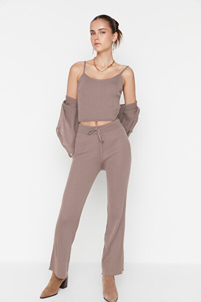 Trendyol Collection Mink Fitillli Blouse Cardigan Pants Knitwear Bottom-Top Set Twoaw22Au0006