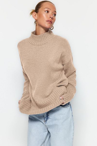 Trendyol Collection Пуловер от трикотаж с широк шарен десен от норка, мека текстура, TWOAW23KZ00490