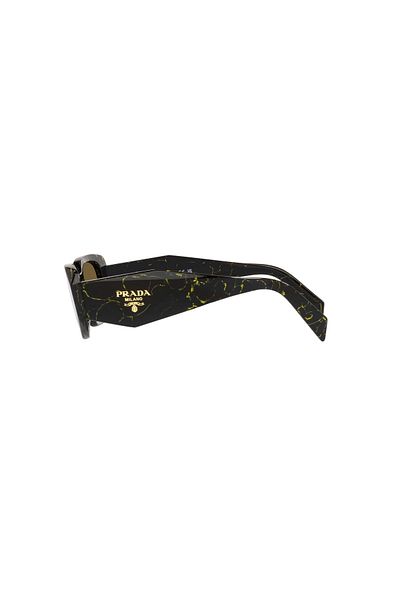 Prada Woman Rectangle Sunglasses- Pr 17ws - Lense Size:49mm - Black/yellow Marble