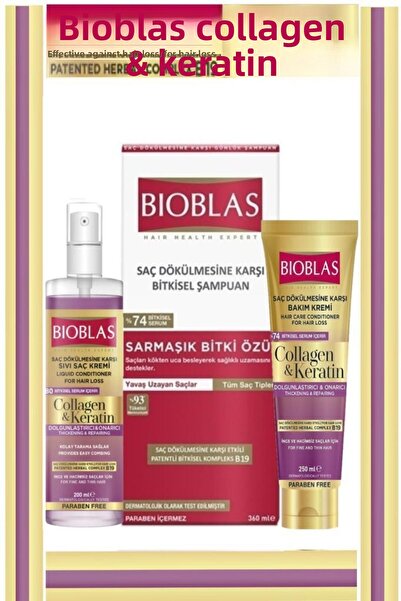 Bioblas &Collagen&Keratin 3-Piece Hair Care Set for Slowly Growing Hair