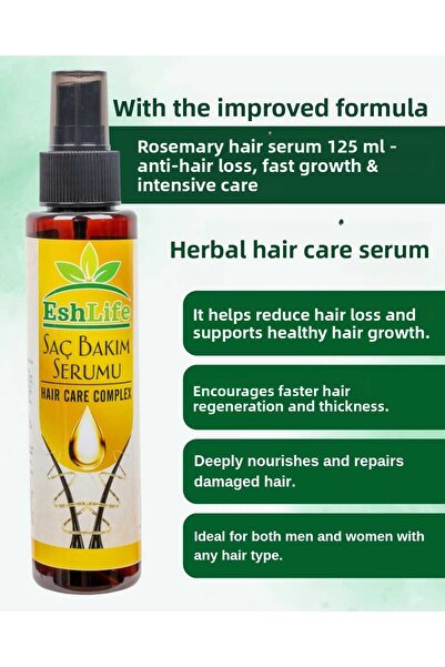 EshLife سيروم الشعر بالروزماري 125 مل - مضاد لتساقط الشعر، نمو سريع وعناية مكثفة