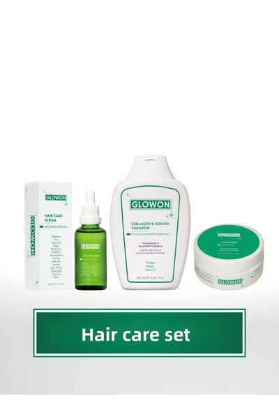 GLOWON مجموعة العناية بالشعر مكونة من 3 قطع، شامبو، ماسك، سيروم، تحتوي على ال...