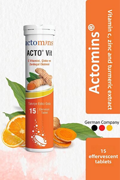 Acto 15 Effervescent Tablets with Vit C and Zinc Turmeric - Food Supplement