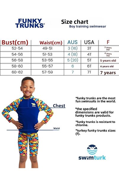 Funky Trunks Swimmasaurus Boy Training Swimsuit, 10cm Trunks