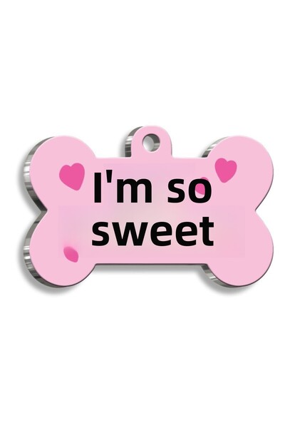 Pet Tag Art علامة I'm So Sweet على شكل عظمة للقطط والكلاب مقاس XL كبير 3.3 × ...