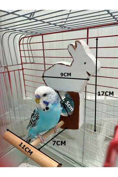 Ciko Kafes Rabbit Model White Mirrored Bird Perch