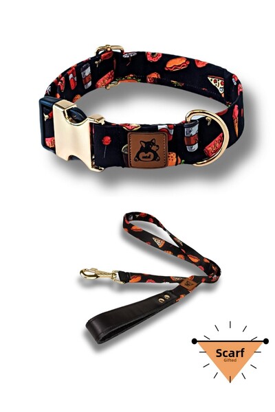 UTDpet طقم طوق للكلاب من Fastfood وحزام شحن (مع وشاح هدية)