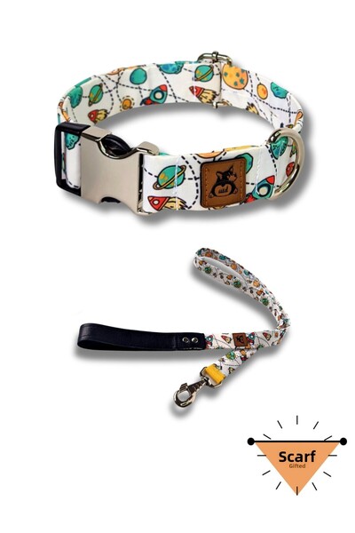 UTDpet طقم طوق كلب فضائي وحزام شحن (مع وشاح هدية)