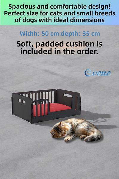 Evene Large Cat Bed Decorative Wooden Durable Black Color Model 5