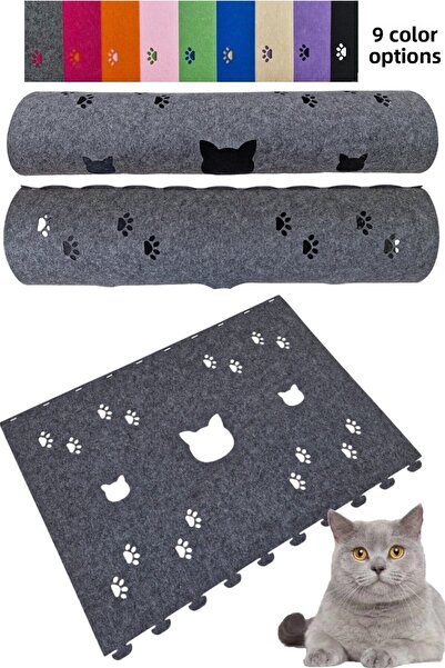 Next Craft 1.Quality 3mm Cat Tunnel Toy - 9 Color Options, 98 cm Cat and Paw Figure