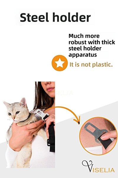 Ankaflex حزام أمان للسيارة باللون الأسود للقطط والكلاب - للمقود القابل للتعديل