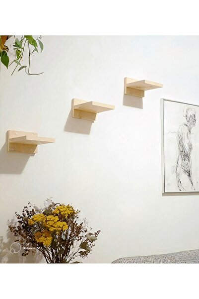 The N Wood مسار تسلق القطط من الخشب الطبيعي – مجموعة من 3 قطع