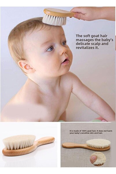 Duffa Φυσική ξύλινη βούρτσα μαλλιών για μωρά - Μαλακή χτένα με τρίχες κατσίκας