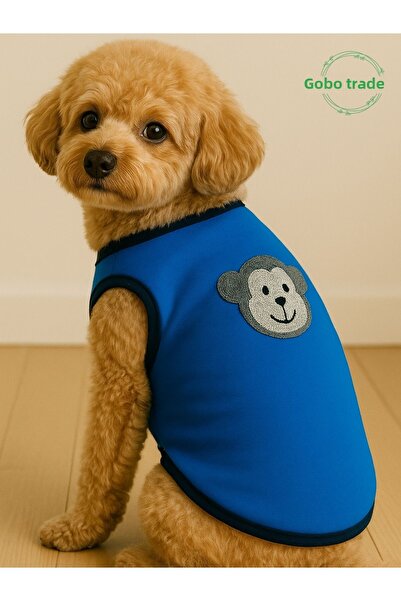 Goboticaret White Monkey Appliqued Cat Dog Outfit Dress in Different Colors