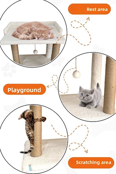 Nursoft Cat Scratcher with Terrace and Sleeping Pompom