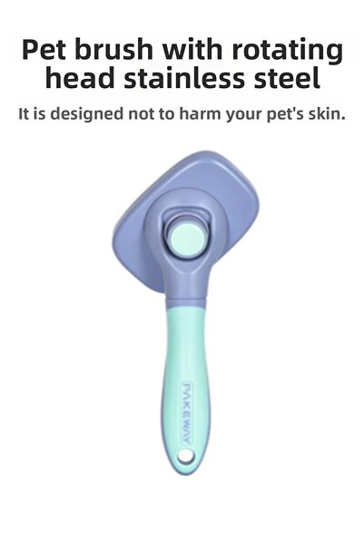 PAKEWAY فرشاة الحيوانات الأليفة - رأس دوار، ستانلس ستيل