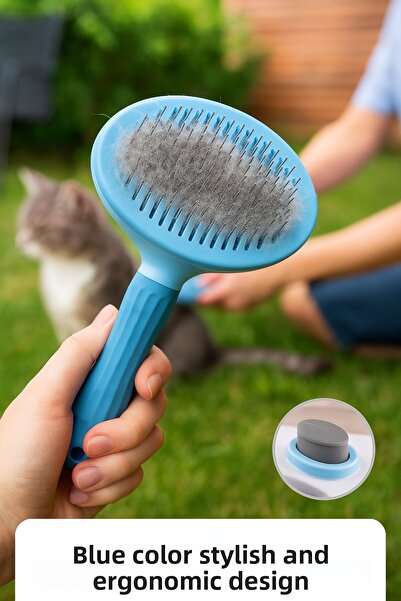 TOYFEST Cat Dog Comb with Automatic Hair Removal – Ergonomic Brush for Comfortable Grooming