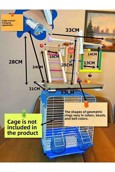 Ciko Kafes Bird Playground with Table Top and Cage Top