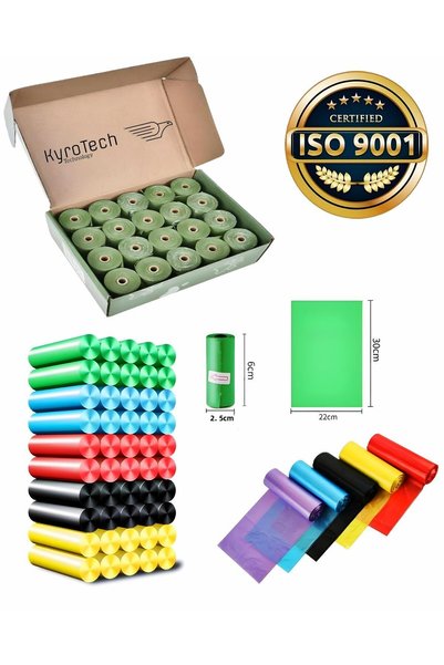 Kyrotech 20 لفة من أكياس فضلات القطط والكلاب، أكياس فضلات القطط في صندوق، أكي...