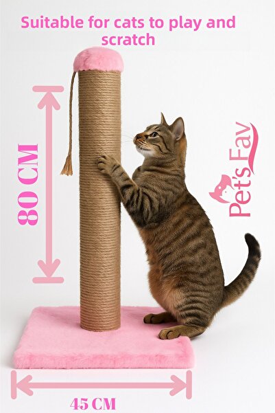Pets Fav عمود خدش للقطط مع 4 خيارات ألوان، عمود خدش بقاعدة قطيفة 80 سم مع حبل من الجوت الطبيعي