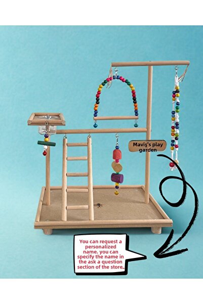 Paks Pet ملعب الطيور رقم: 12 ملعب طيور خشبي مصنوع يدويًا، مجموعة ألعاب الطيور الممتازة، لعبة الببغاء السلطان