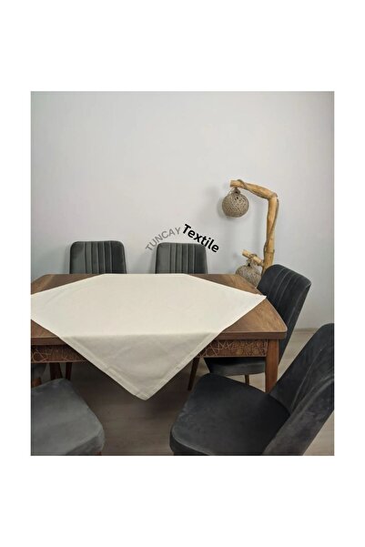 TUNCAY TEKSTİL Simple Plain Linen Fabric Modern Square Cover Fiskos Coffee Table Tablecloth