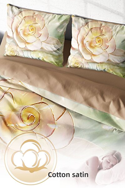 PerlaSera Τρισδιάστατο Προσαρμοσμένο Σχέδιο - Ασημί Σετ Παπλωματοθήκη, Διπλό, Βαμβακερό Σατέν Υφαντό