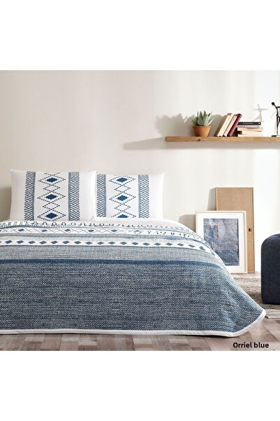 Taç 100% Cotton Single Pique Set Oriel Blue - Ethnic Patterned and Stylish Design - Gift