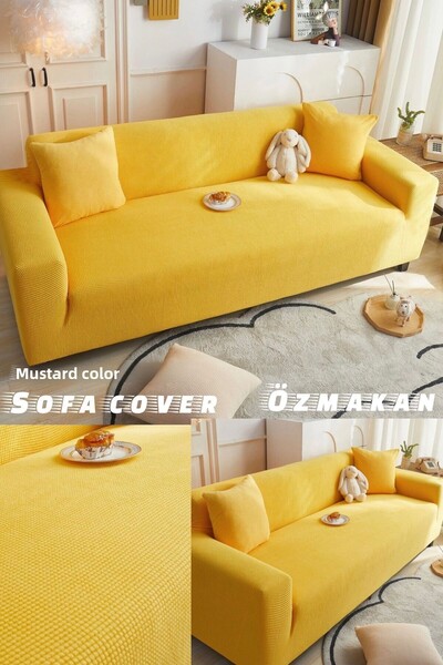 ÖZMAKAN Husa de canapea cu 3 locuri de culoare mustar - 1 bucata