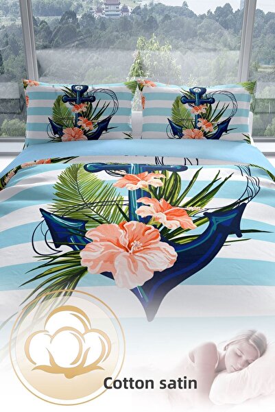 PerlaSera Σετ Παπλωματοθήκη Anchor 3d Cotton Satin Διπλό
