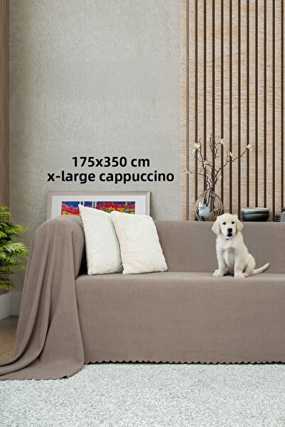 Latuda Home Husa scaun anti-alunecare din microfibra chenille dublu 175x350 cm XL- Cappuccino – Pisica Câine și Copii Dos